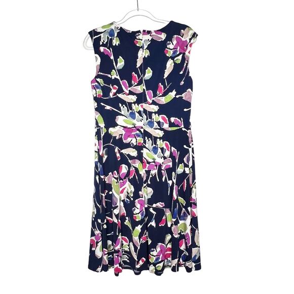 WISP Floral Cut Out Jersey Sleeveless Knee Length Dress Navy Multicolor Size 12 - Picture 7 of 12
